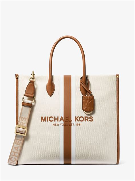 michael kors striped canvas handbags|Michael Kors mirella large tote.